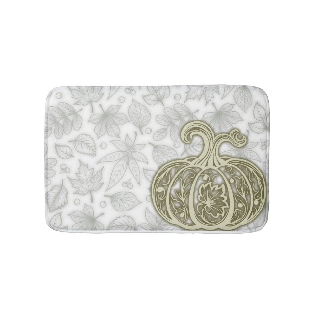 Gentle Harvest Pumpkin- White Bath Mat Badrumsmatta (Framsidan)