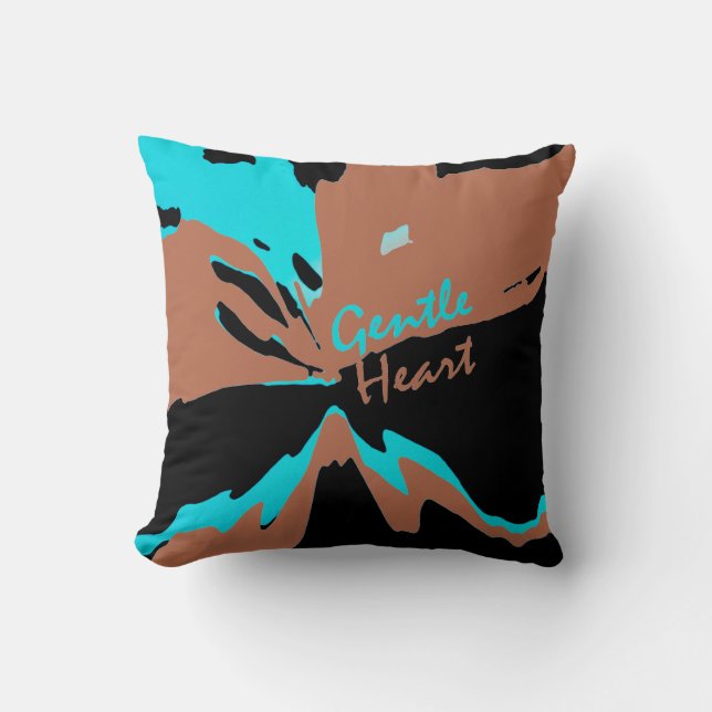 "Gentle Heart"-inspiration på Aqua Rust Black Kudde (Framsida)
