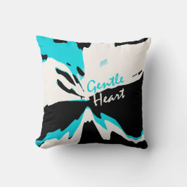 "Gentle Heart" Inspirational on Aqua Beige Black Kudde
