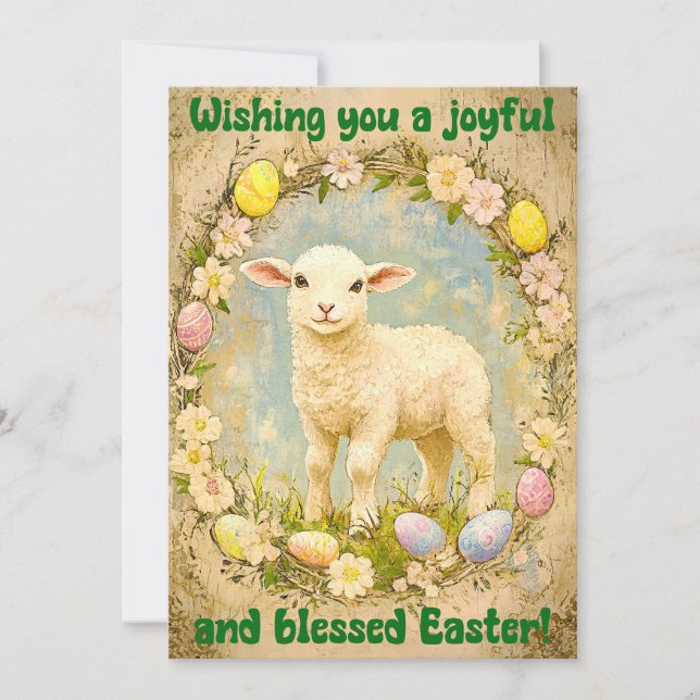 Gentle Joy – Easter Lamb Wishes Kort (Framsida)