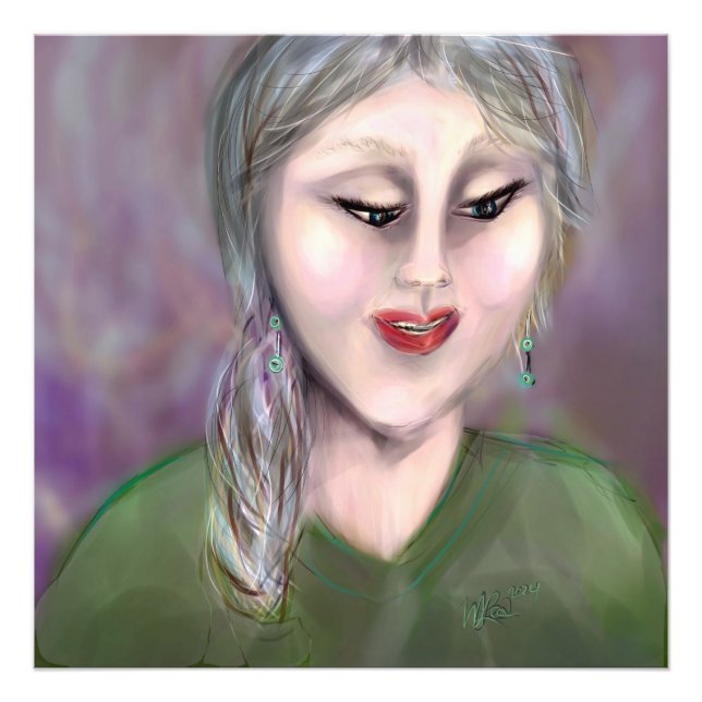 Gentle Knowing Modern Feminine Portrait Wall Art Fototryck (Framsidan)