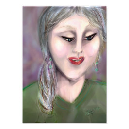 Gentle Knowing Modern Feminine Portrait Wall Art Fototryck