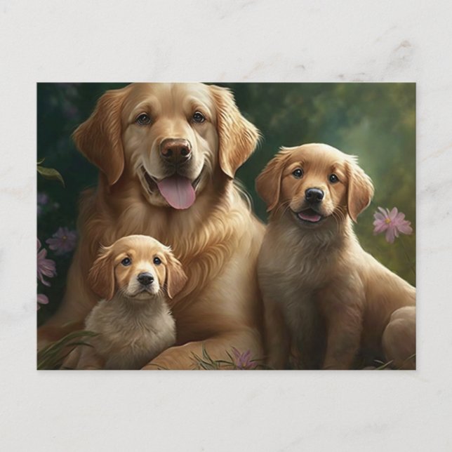 Gentle Labrador Family: Mor och valpar Vykort (Framsida)