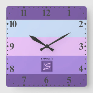 Gentle Lavender Dreams Färg Palette Monogram Fyrkantig Klocka