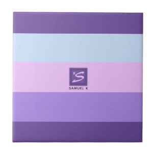 Gentle Lavender Dreams Färg Palette Monogram Kakelplatta