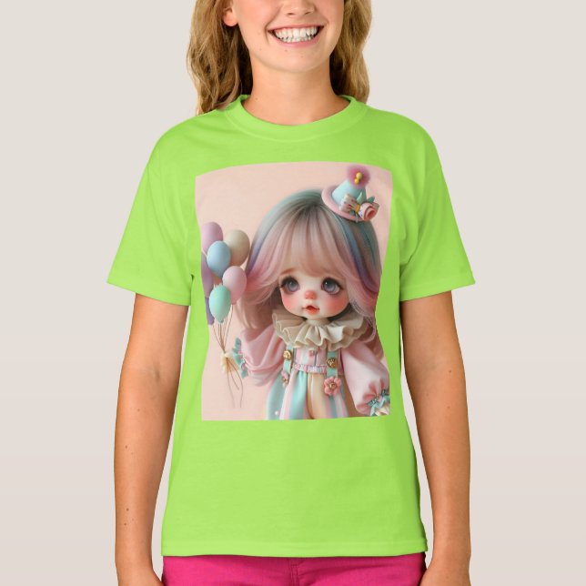 Gentle Little Girl med Balloons T Shirt (Framsida)