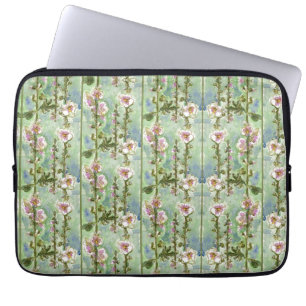 Gentle Mallow Ljus rosa Flowers & Grönt Laptop Fodral