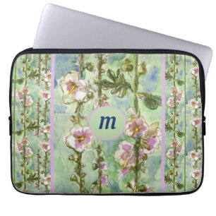 Gentle Mallow Ljus rosa Flowers & Monogram Laptop Fodral