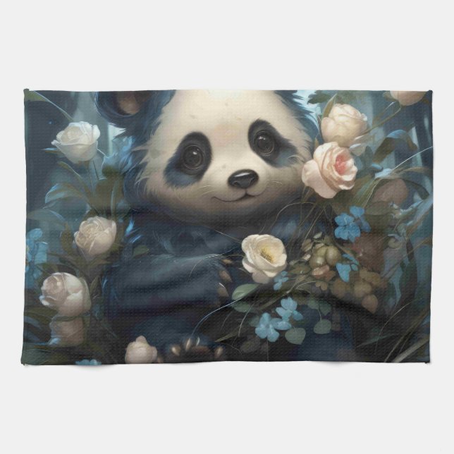 Gentle Panda Bear bland Jungle Ro Kökshandduk (Horisontell)