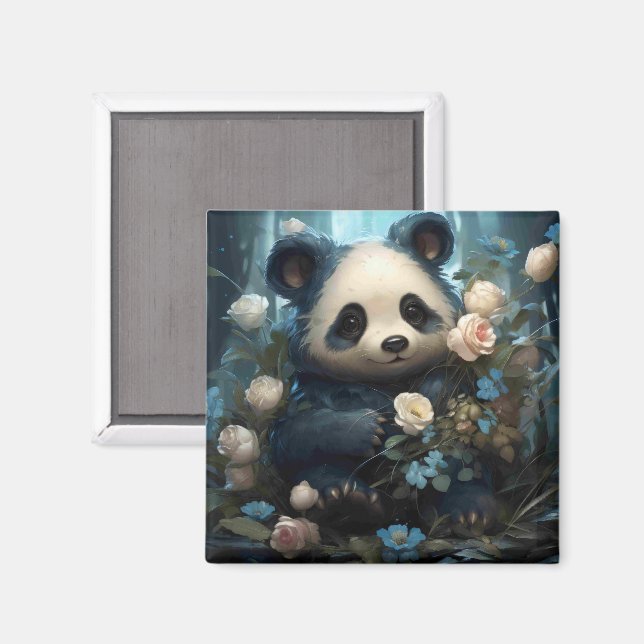 Gentle Panda Bear bland Jungle Ro Magnet (Front/Back)