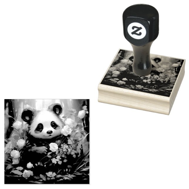 Gentle Panda Bear bland Jungle Ro Stämpel (Stämplad)