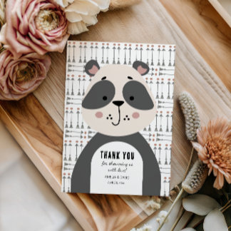 Gentle Panda Woodland Thank You Baby Shower Tack Kort