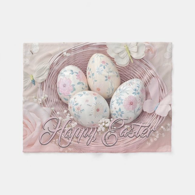 Gentle Påsk Joy med Blommigt Motif Fleecefilt (Framsidan (Horisontell))