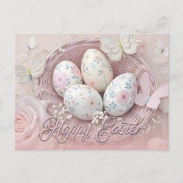 Gentle Påsk Joy med Blommigt Motif Helg Vykort