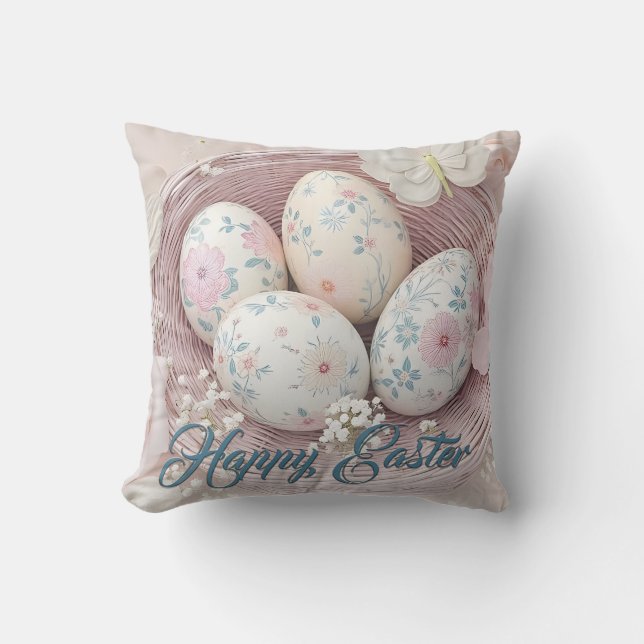 Gentle Påsk Joy med Blommigt Motif Kudde (Framsida)