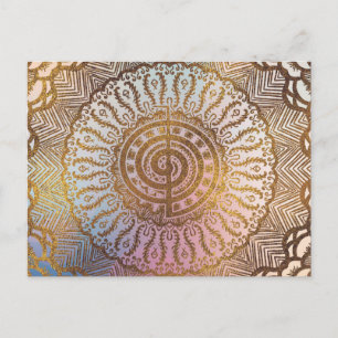 Gentle Pastel och Guld Choku Rei Symbol i Mandala Vykort