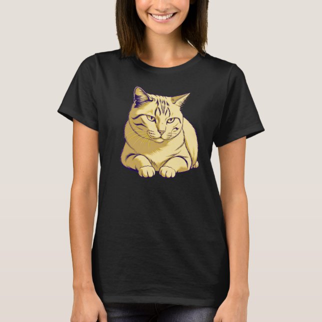 Gentle Pause Cat – Quiet Rest Minimal T Shirt (Framsida)
