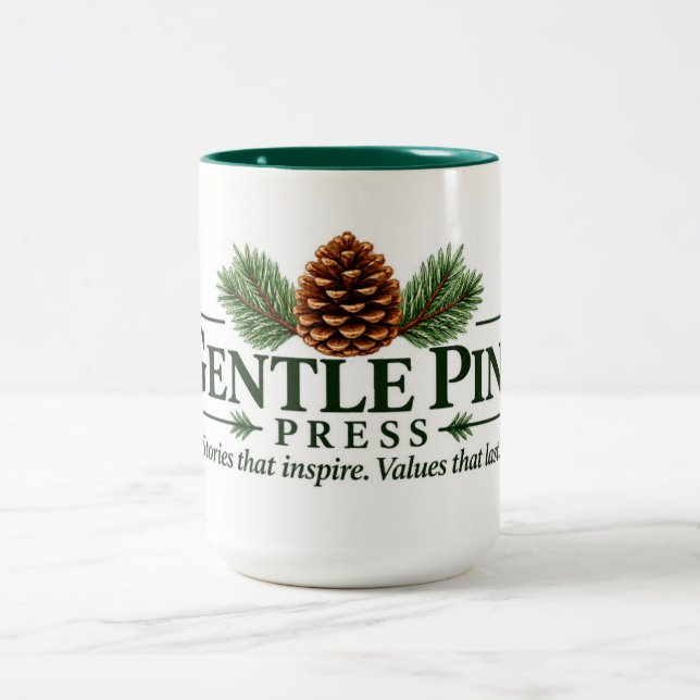 Gentle Pine Press logotyp Tvåtons-mugg Två-Tonad Mugg (Center)