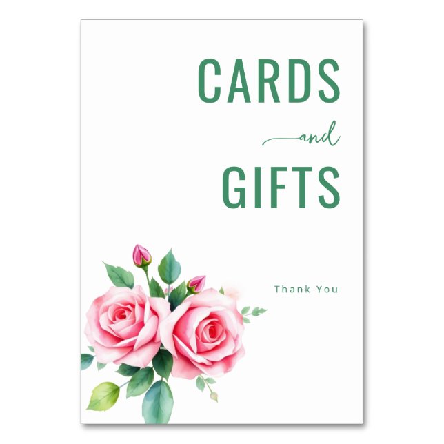 Gentle Pink Watercolor Roses Bordsnummer (Framsidan)