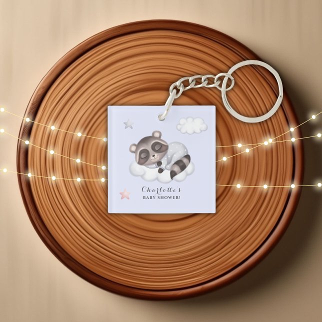 Gentle Raccoon Animal Blue Baby Shower (Gentle Raccoon Animal Blue Baby Shower Keychain)