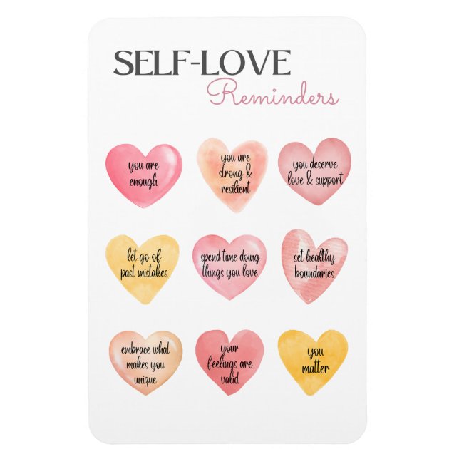 Gentle Reminders för självgod psykisk hälsa i Kärl Magnet (Vertikal)