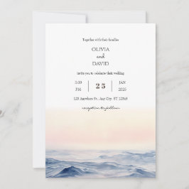 Gentle Rosa Ocean Vågar vid Dawn Beach Wedding Inbjudningar