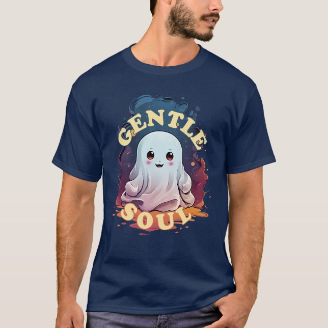 Gentle Soul Kawaii Ghost T Shirt (Framsida)