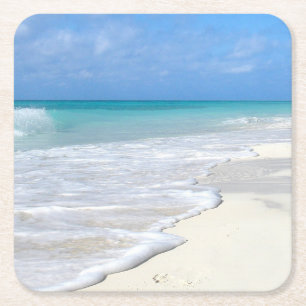 Gentle Surfa White Sand Beach Underlägg Papper Kvadrat