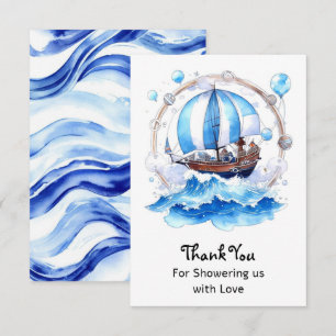 Gentle Vågar: Nautical Boy Baby Shower Tack Kort