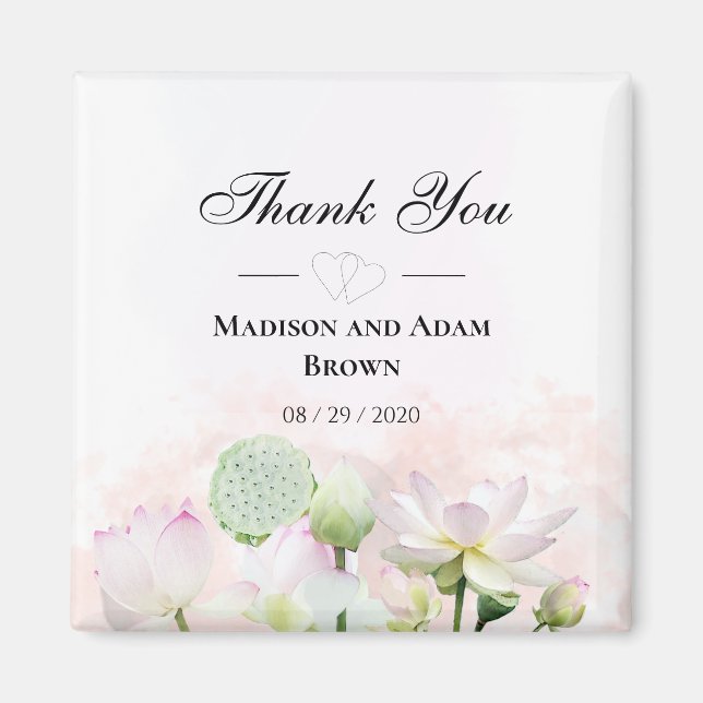 Gentle Vatten Lilies och Loti Watercolor Tack Magnet (Framsidan)