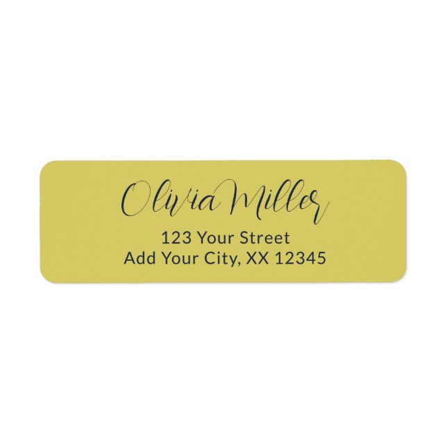 Gentle Warm Yellow - Elegant Address Label Returadress Etikett (Framsidan)