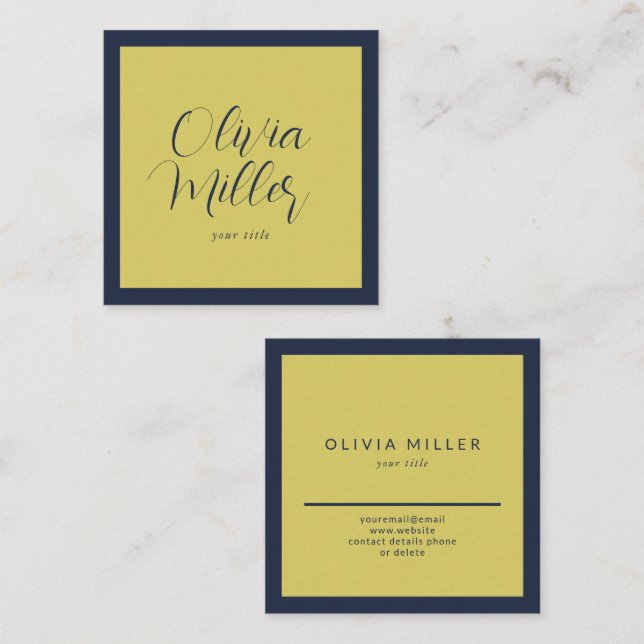 Gentle Warm Yellow - Modern Square Business Card Fyrkantigt Visitkort (Fram/baksida)