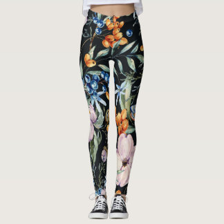 Gentle Watercolor: Rosa Blommigt Berries Leggings