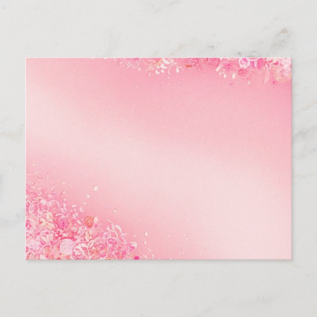 Gentle Watercolor Rosa Blommigt Gräns vykort (Framsida)