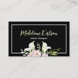 Gentle Watercolor White Calla Lily Ro Flowers Visitkort