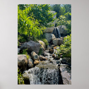 Gentle Waterfall Scene Lugn Natural Beauty Poster