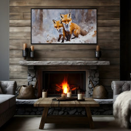 Gentle Winter Foxes Print | Samsung Frame TV Art Poster