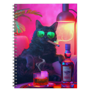 gentleman Cat Drinking Whiskey Funny Pub Anteckningsbok