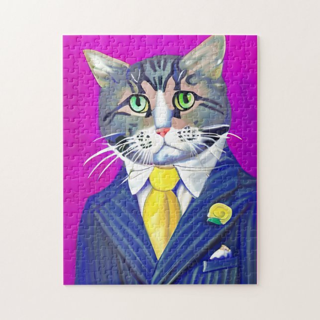gentleman Cat in a Kostym and Tie Pussel (Vertikal)
