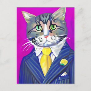 gentleman Cat in a Kostym and Tie Vykort