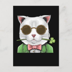 Gentleman Cat Shamrock Män Kvinnor St. Patrick's D Vykort