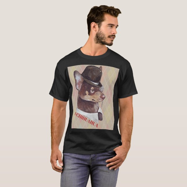 gentleman Chihuahua Hund T Shirt (Hel framsida)