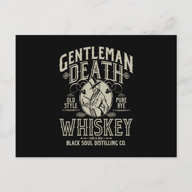 gentleman Död Old Stil Pure Rye Whiskey Vykort (Framsida)