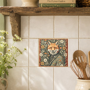 Gentleman Fox i aftonkläder Vintage Skogsmark Kakelplatta