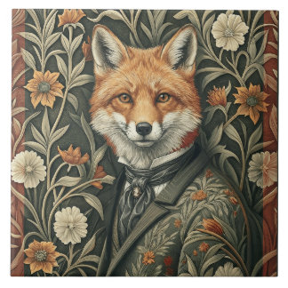 Gentleman Fox in Evening Attire Vintage Woodland Kakelplatta