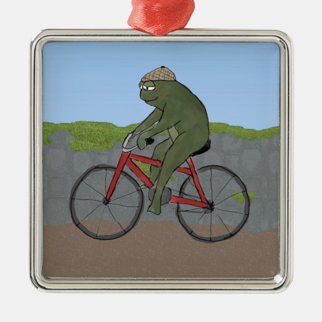 gentleman Frog på en Bicycle Ornament (Framsidan)