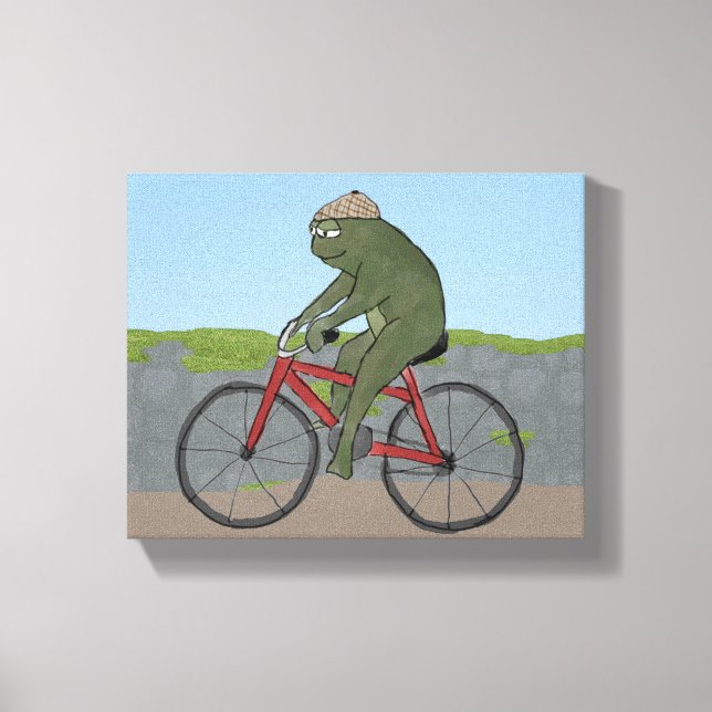 gentleman Frog på en Bicycle Wrapped Canvas (Framsida)