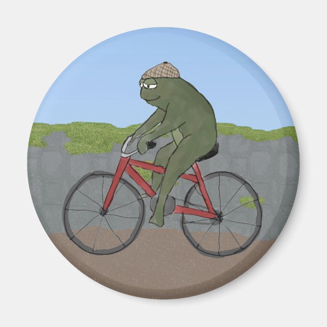 gentleman Frog på en cykel Magnet (Framsidan)