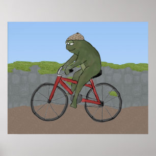 gentleman Frog på en cykel Poster Skriv ut