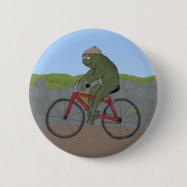 gentleman Frog på en cykelknapp Knapp (Framsida)